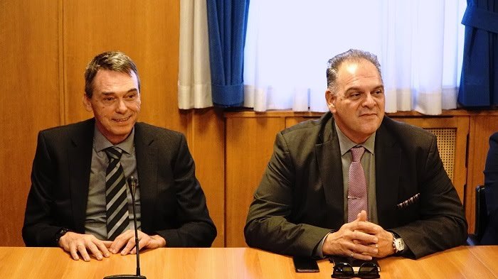 Ο νέος πρόεδρος του ΟΠΕΚΕΠΕ , Γρηγόρης Βάρρας και ο νέος αντιπρόεδρος Δημήτρης Μελάς